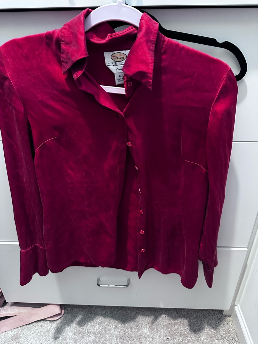 Talbots Deep Berry Velvet Button-Down Shirt